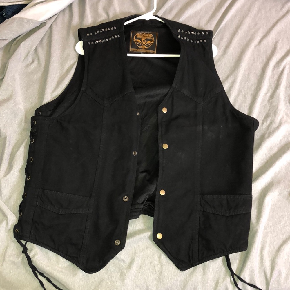 Black Gothic Denim Vest | DIY Studded | Punk | Goth